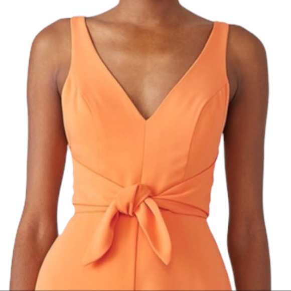 Amanda Uprichard tangerine Carter jumpsuit size medium wide leg cropped pants - Picture 4 of 8